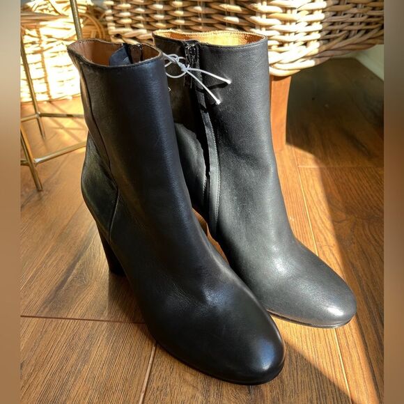 New Joie Lara Leather Ankle Boots Black Heel - Picture 4 of 10